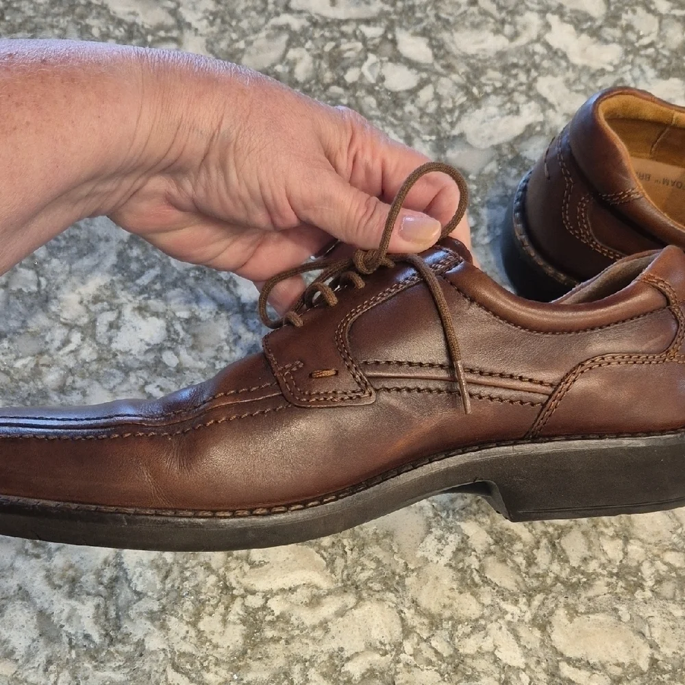 Ecco Helsinki Oxford Lace Up Brown Leather Shoes In Size 43